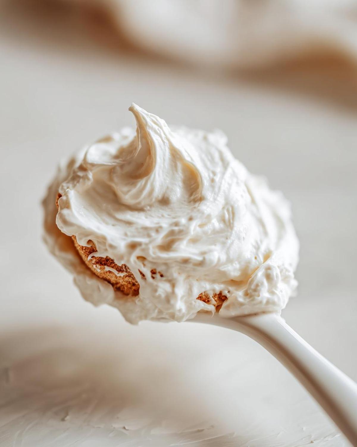 A spoonful of thick, creamy white Copycat Taco Bell Chicken Quesadilla Sauce, showing texture and swirl.