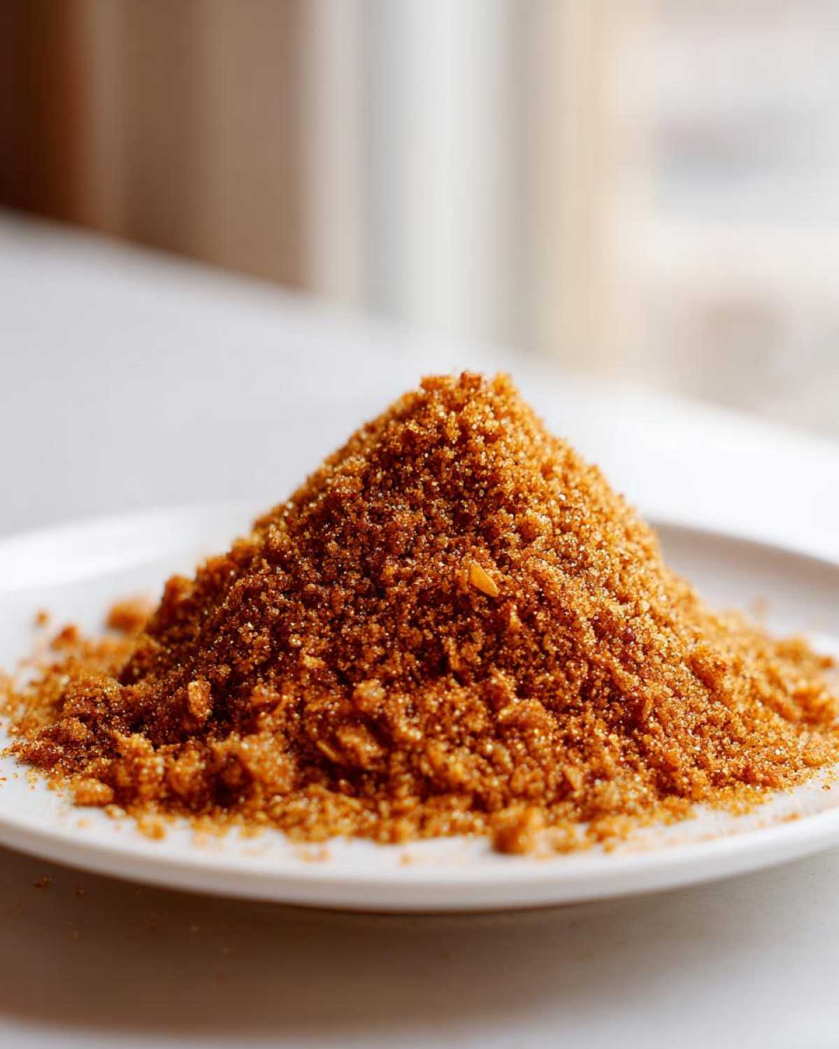 A mound of brown sugar and cinnamon mixture used for Cinnamon Sugar Air Fryer Banana Chips.